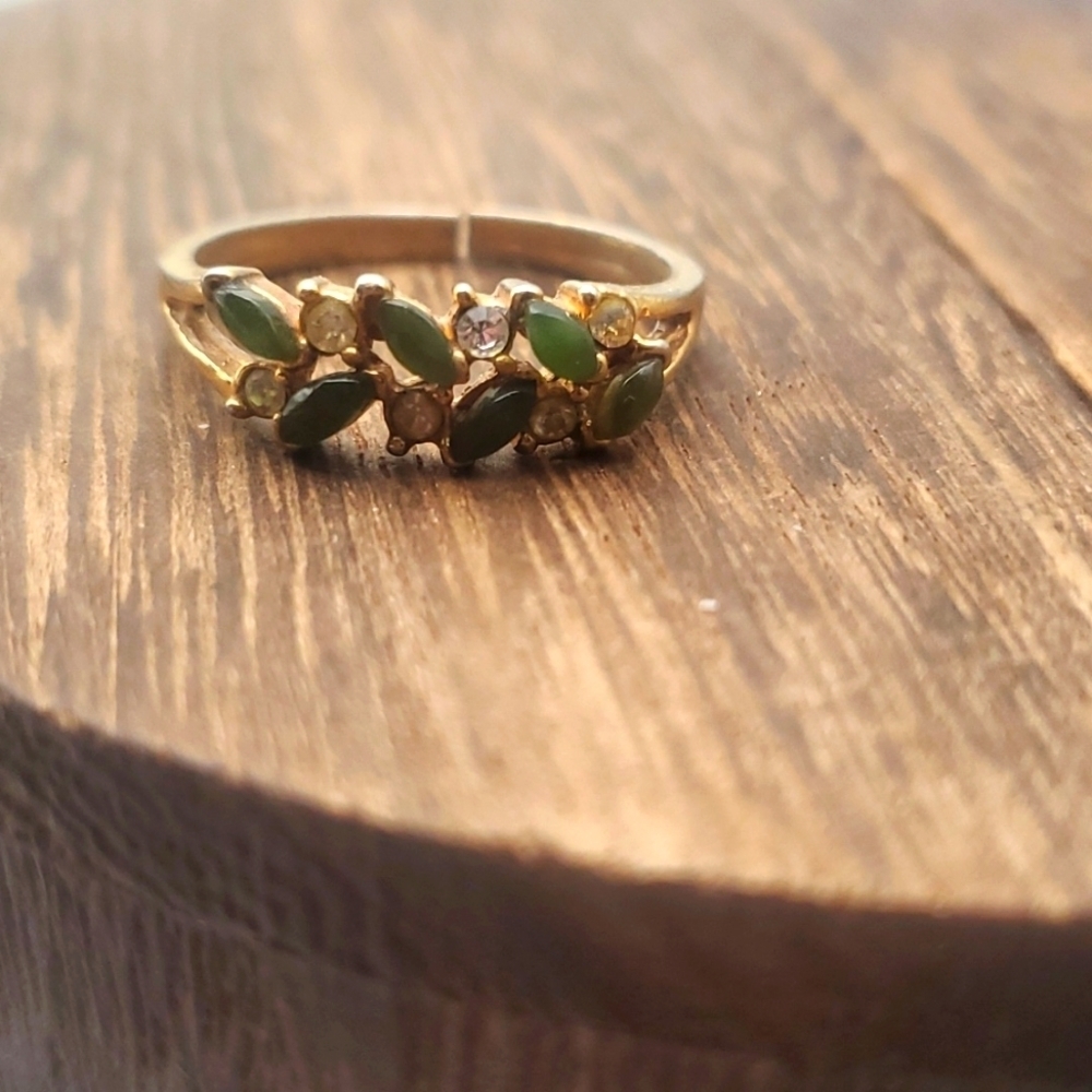 Thermoset jade adjustable band engagement wedding‎ ring  R543